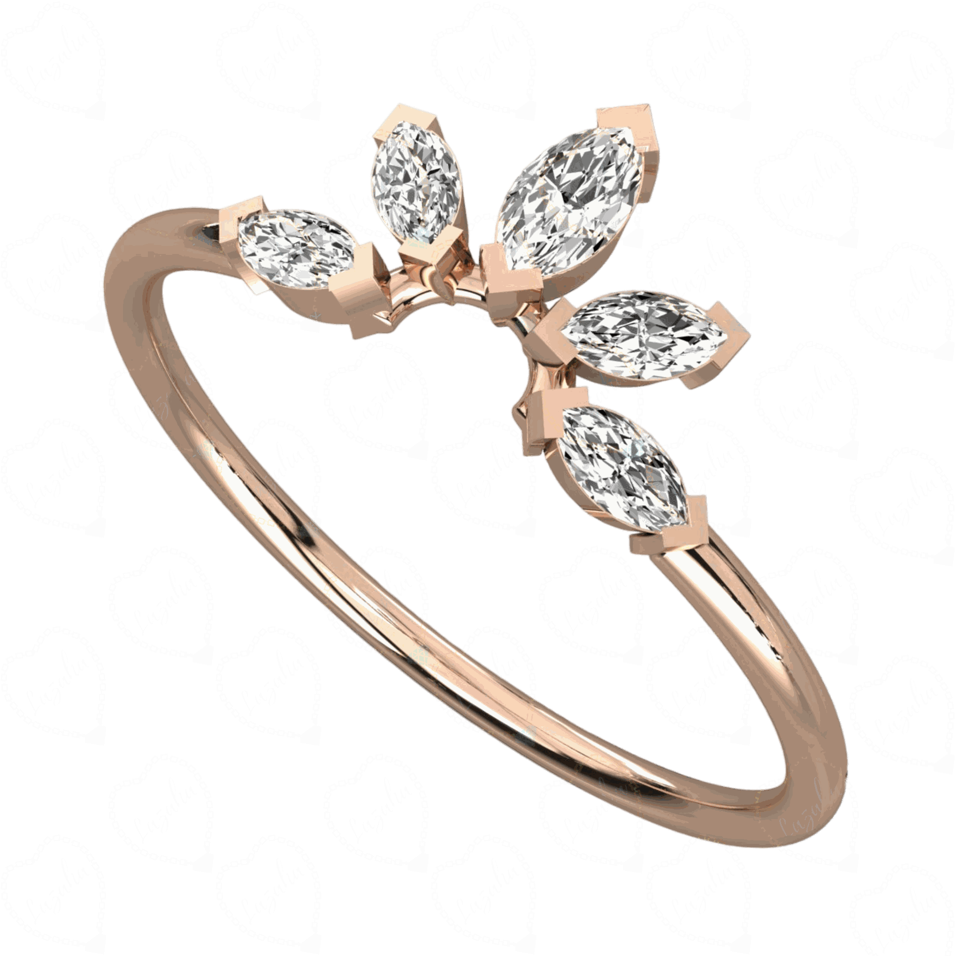 0.30 CT Marquise Cut 5 Stone Rose Gold Ring