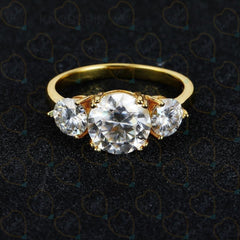 1.70 TCW Round Cut 3 Stone Lab Grown Diamond Ring for Women