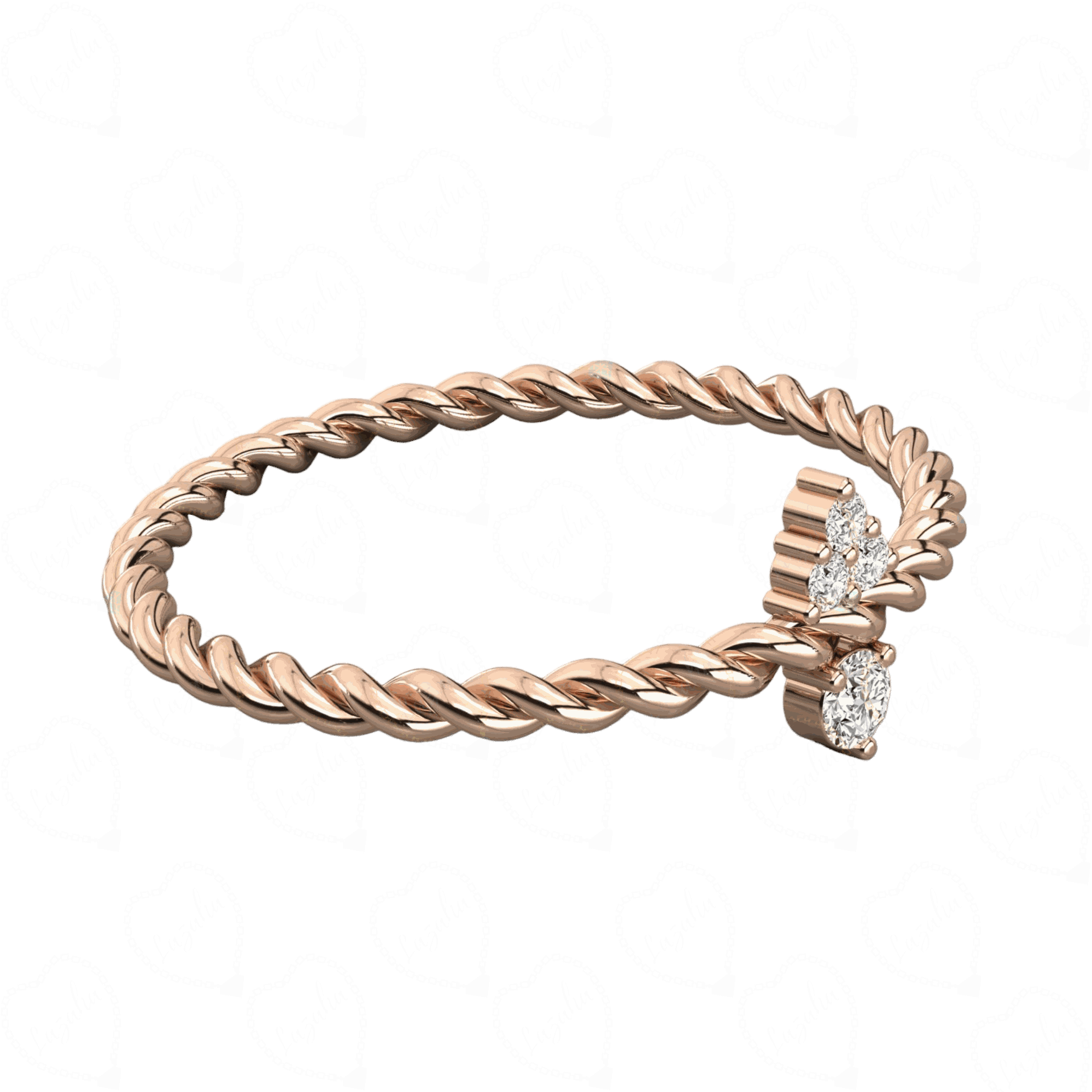 Round Cut Twisted Rose Gold Lab Diamond Ring