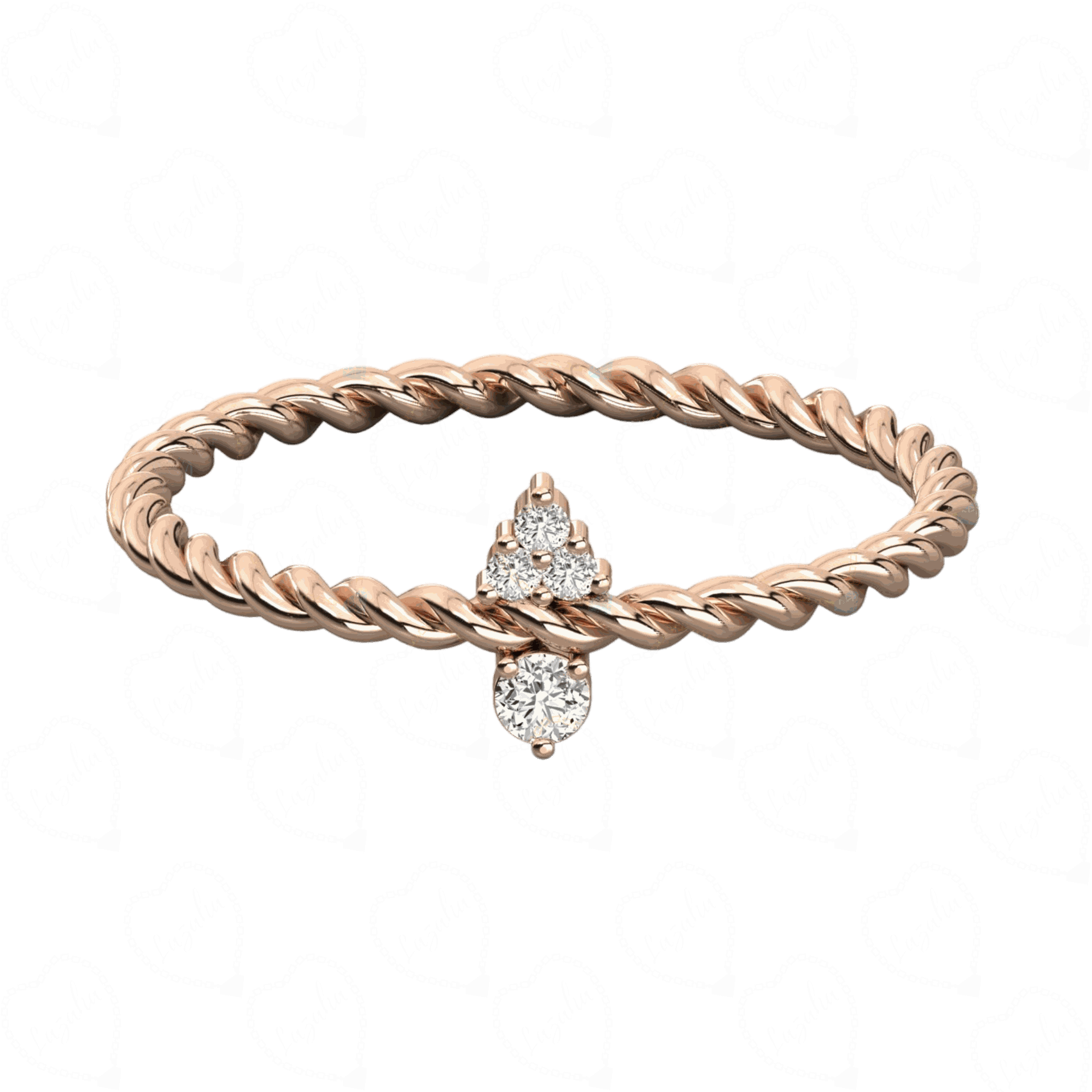 0.20 CT Twisted Rose Gold Lab Diamond Ring 