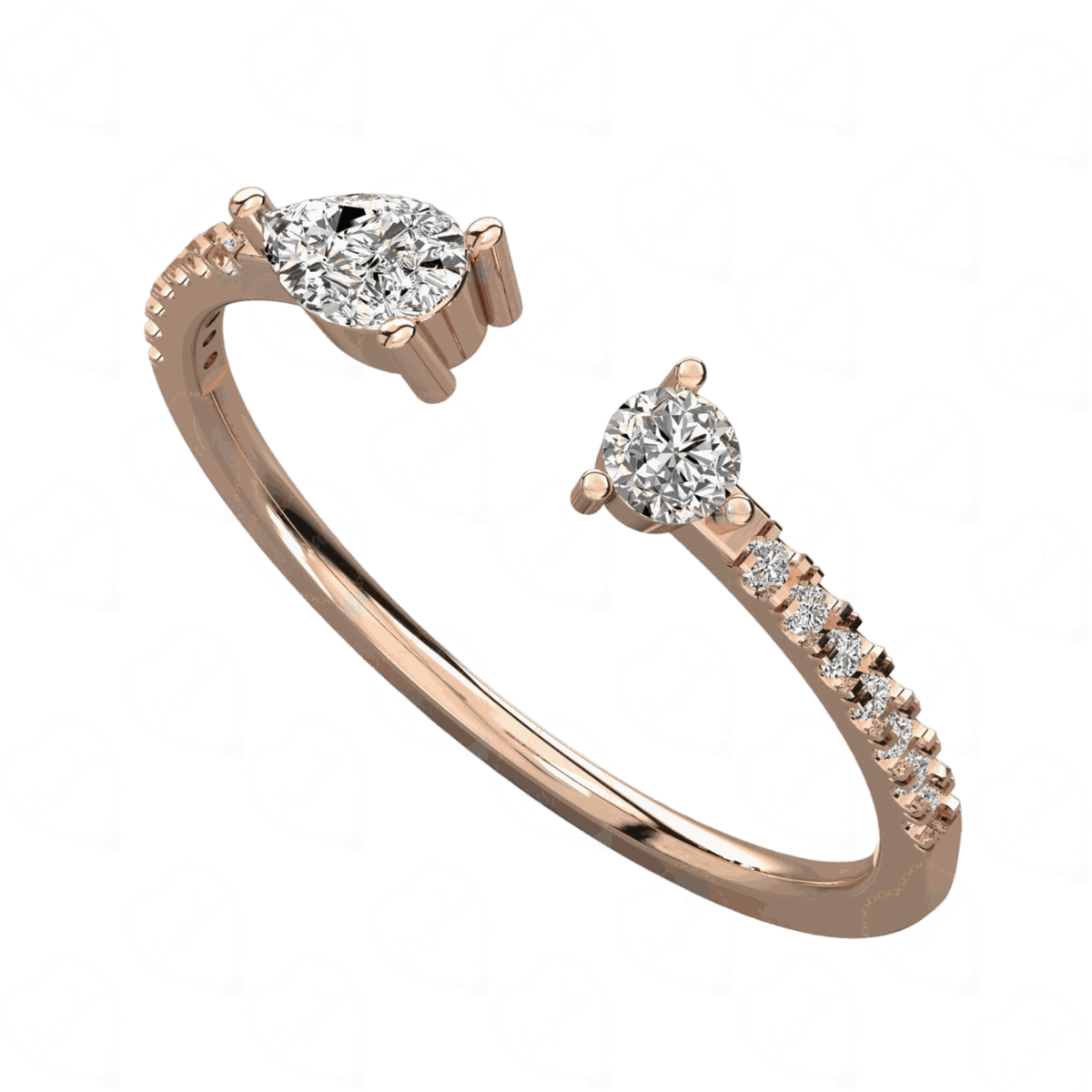 Top-down view 0.20 CT Round Cut Rose Gold Lab Diamond