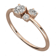 0.30 CT Round Cut 3 Stone Rose Gold  Lab Diamond Ring