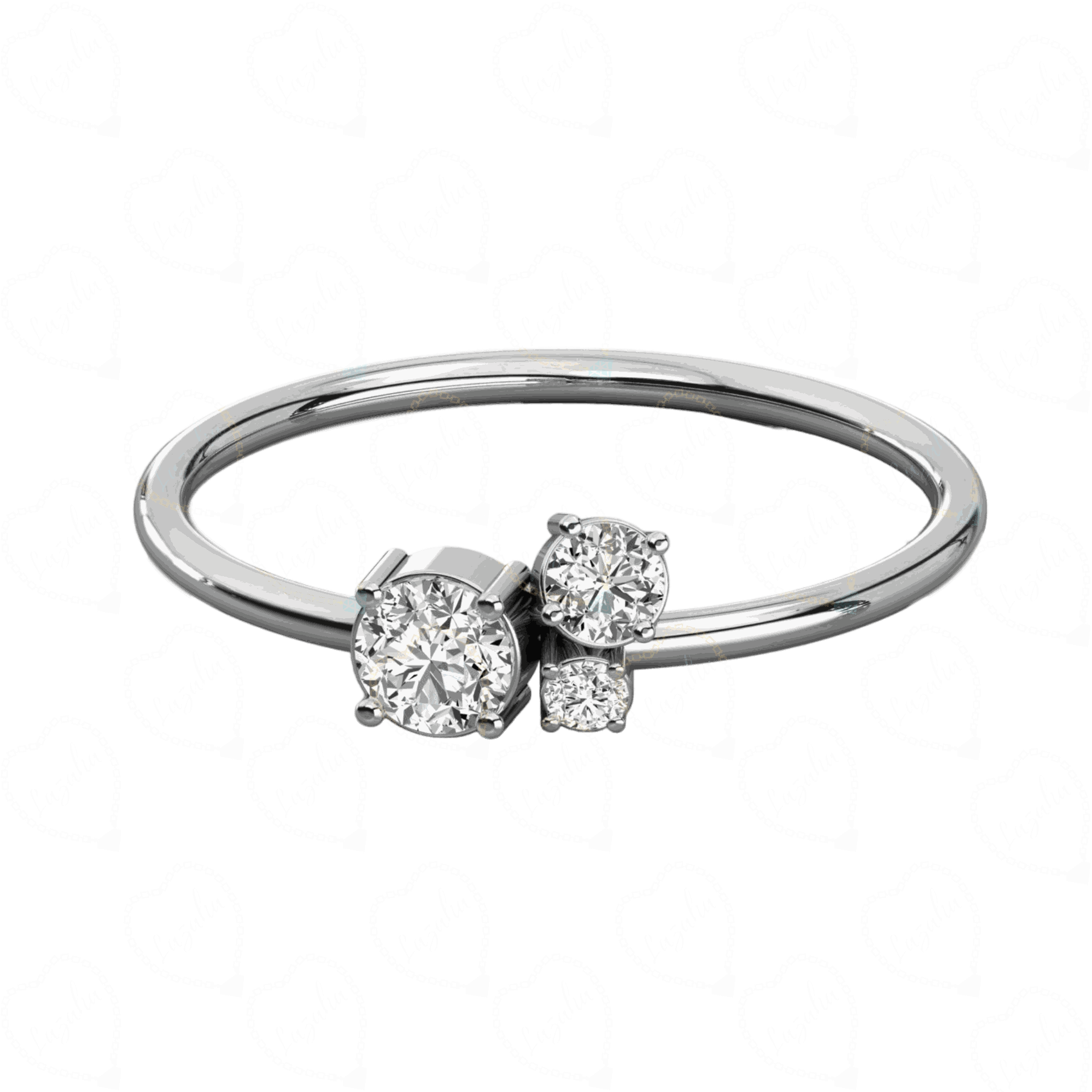 top view 0.30 CT Round Cut 3 Stone Lab Diamond Ring