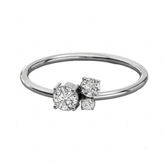 top view 0.30 CT Round Cut 3 Stone Lab Diamond Ring