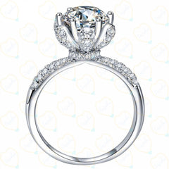 1.00 TCW Round Cut Hidden Halo Lab Grown Diamond Ring for Women