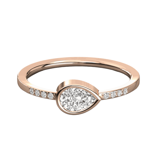 0.50 CTW Pear Cut Solitaire With Accents Lab Grown Diamond Ring for Women