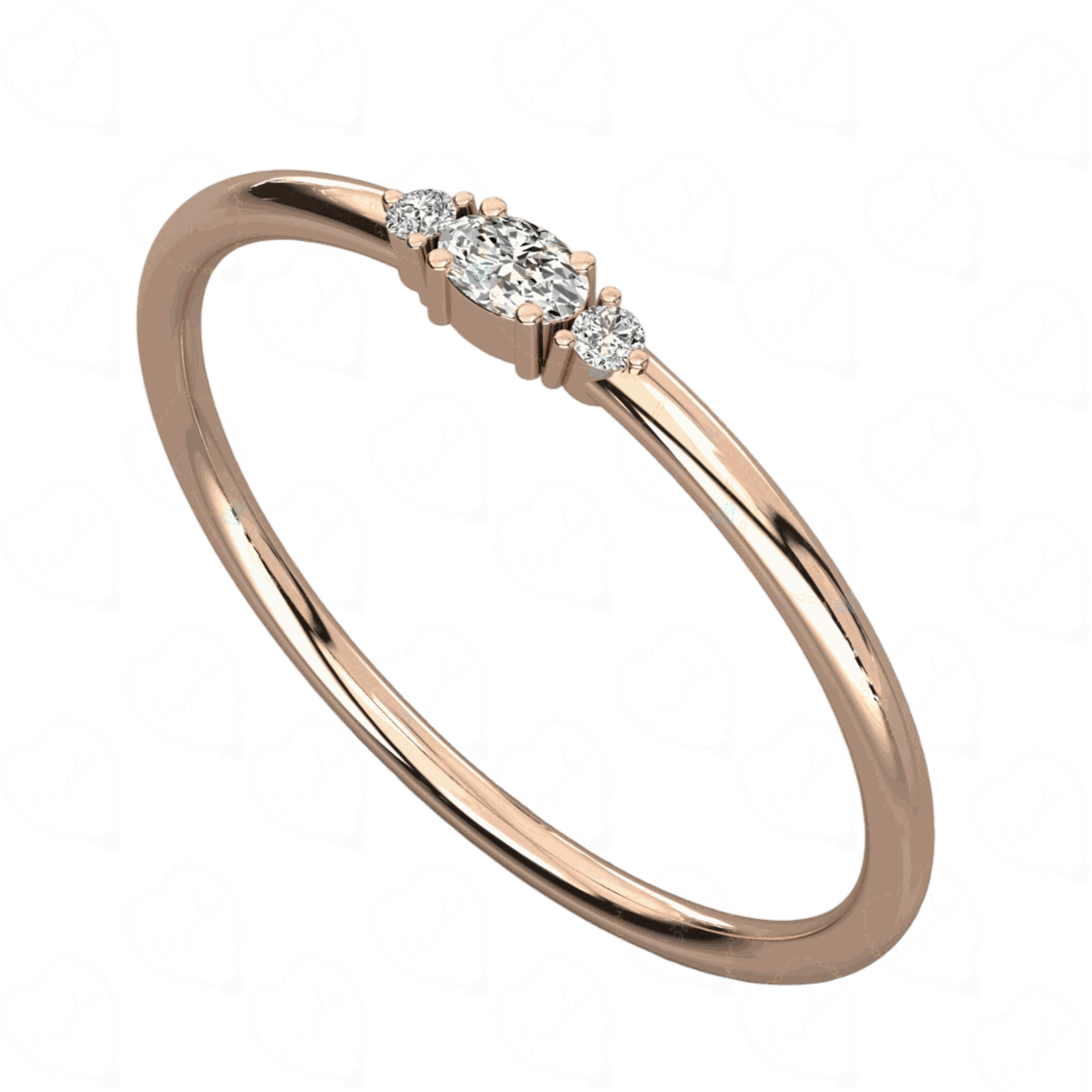 0.30 CT Oval Cut 3 Stone Rose Gold Lab Grown Ring