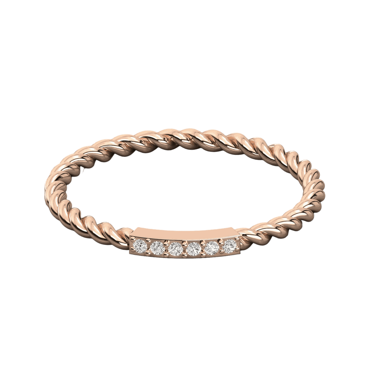 Top-down view 0.10 TCW Round Cut Twisted Rose Gold Lab Diamond Ring