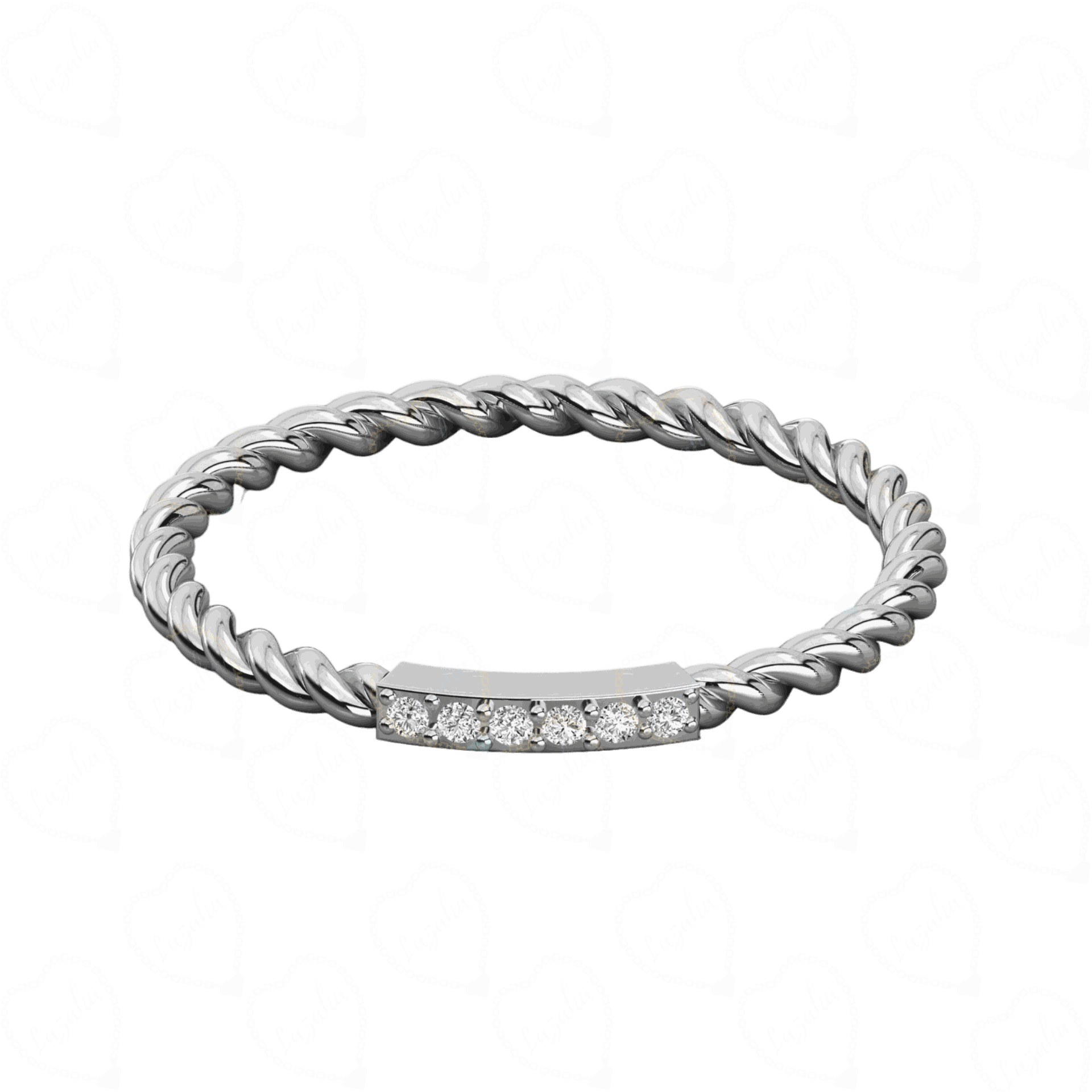 Side view 0.10 TCW Round Cut Twisted White Gold Lab Diamond Ring