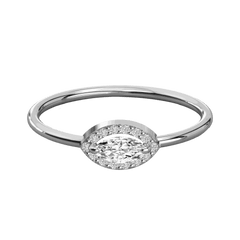 0.50 CTW Marquise Cut Halo Lab Grown Diamond Ring for Women