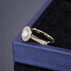 1.00 TCW Round Cut Halo Lab Grown Diamond Ring for Women