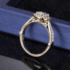 1.00 TCW Round Cut Halo Lab Grown Diamond Ring for Women