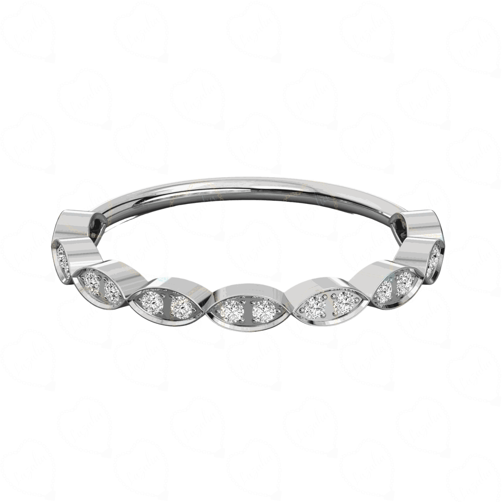 0.30 CT Round Cut Half Eternity Lab Diamond Ring