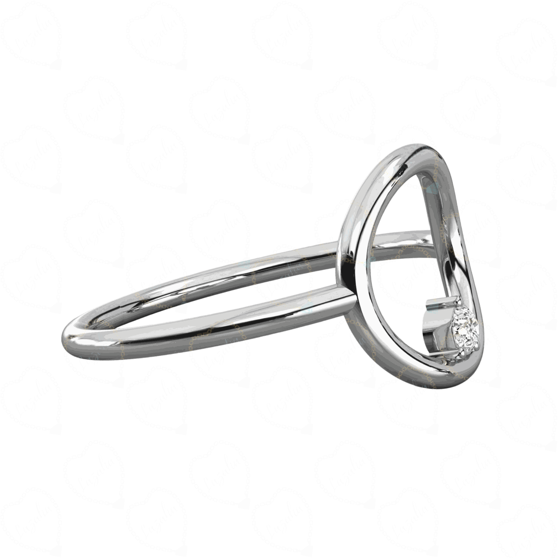 0.10 CT Lab Diamond Ring White Gold Side View