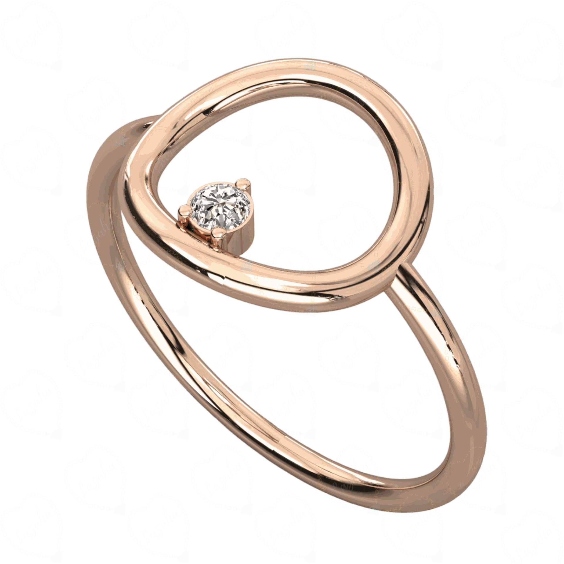 Top View  0.10 CT Rose Gold Lab Diamond Ring