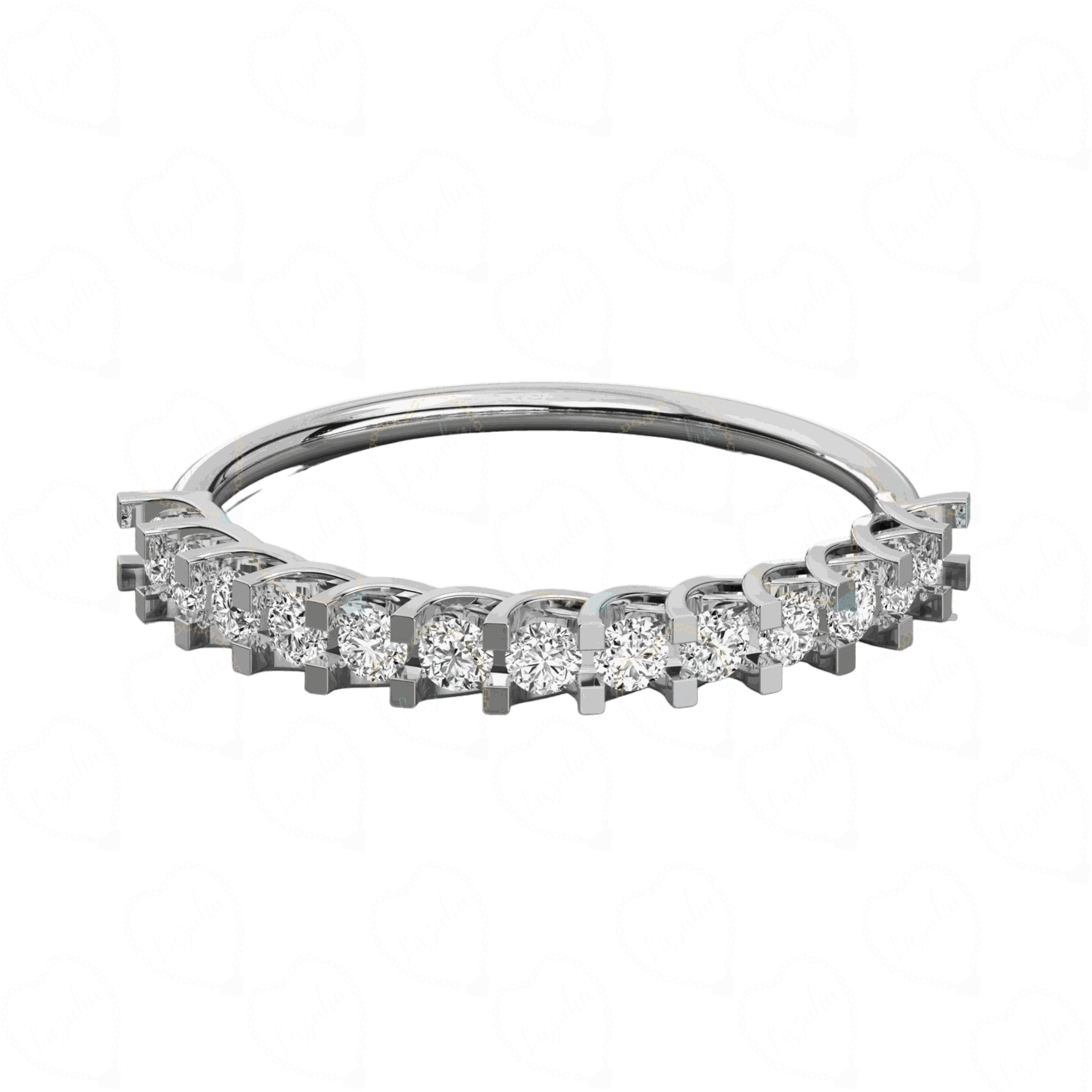 Top view 0.40 CTW Round Cut Half Eternity Lab Grown Diamond Ring for Women, White Gold Ring, 0.40 CT Round Cut Diamond Ring, Lab grown Diamond RIng...