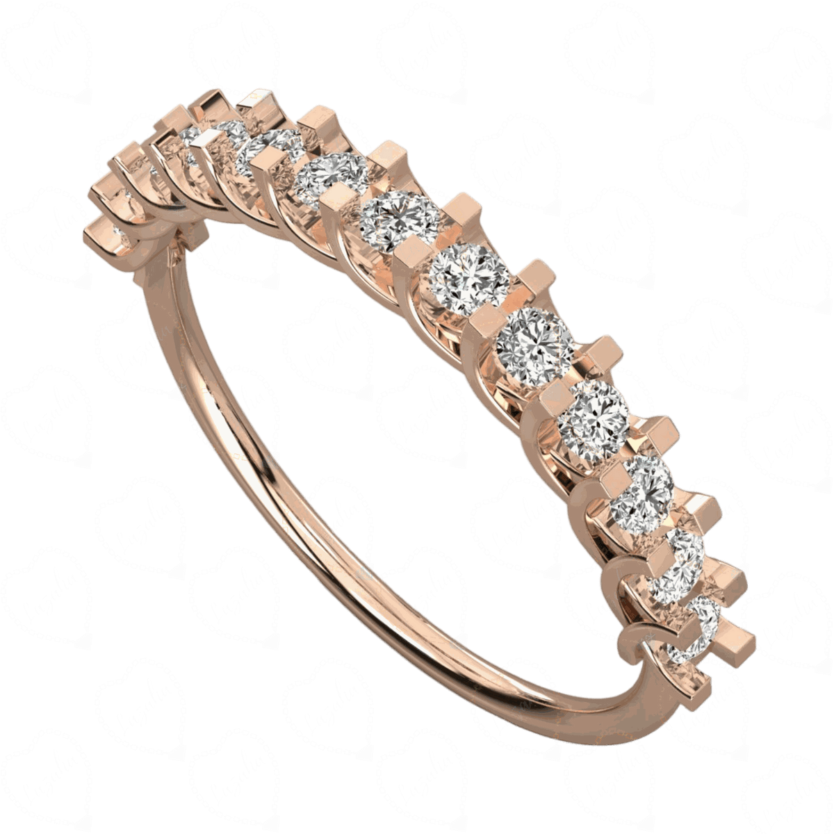 Top view 0.40 CT Round Cut Half Eternity Lab Grown Diamond Ring for Women, Rose Gold Ring, 0.40 CT Round Cut Diamond Ring, Lab grown Diamond RIng...