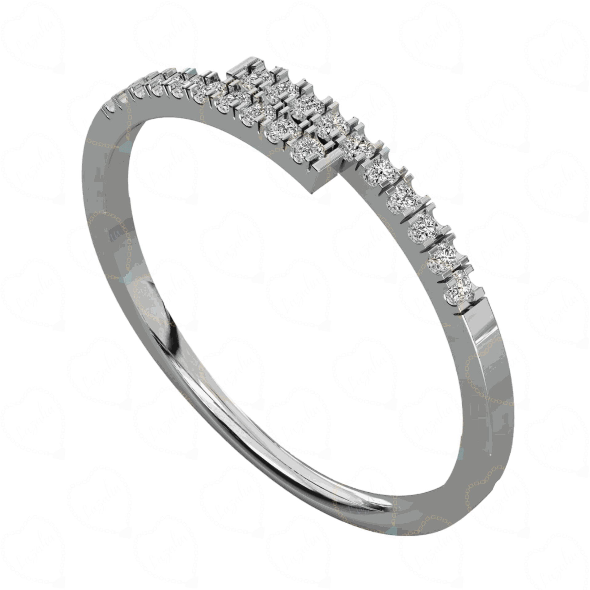 0.30 CT Round Cut Half Eternity White Gold Lab Diamond Ring