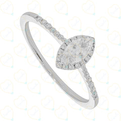 1.00 TCW Marquise Cut Halo Lab Grown Diamond Ring for Women