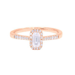 1.00 CTW Emerald Cut Halo Lab Grown Diamond Ring for Women