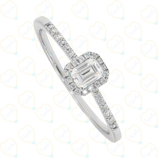 1.00 CTW Emerald Cut Halo Lab Grown Diamond Ring for Women