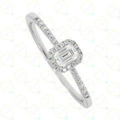 1.00 CTW Emerald Cut Halo Lab Grown Diamond Ring for Women