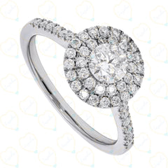 0.90 CTW Round Cut Double Halo Lab Grown Diamond Ring for Women