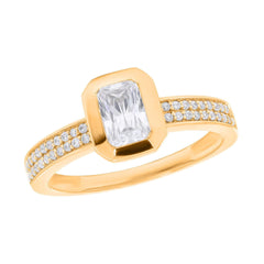 1.00 CTW Radiant Cut Solitaire With Accents Lab Grown Diamond Ring for Women