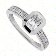 1.00 CTW Radiant Cut Solitaire With Accents Lab Grown Diamond Ring for Women