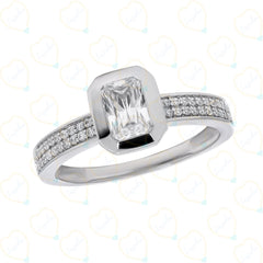 1.00 CTW Radiant Cut Solitaire With Accents Lab Grown Diamond Ring for Women