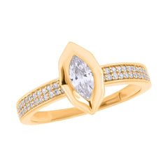 1.00 CTW Marquise Cut Solitaire With Accents Lab Grown Diamond Ring for Women