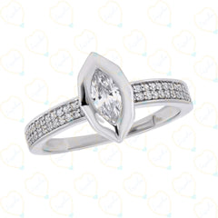 1.00 CTW Marquise Cut Solitaire With Accents Lab Grown Diamond Ring for Women