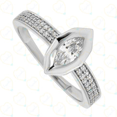 1.00 CTW Marquise Cut Solitaire With Accents Lab Grown Diamond Ring for Women