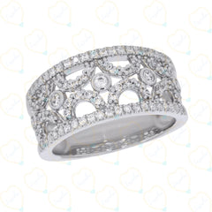 1.20 CTW Round Cut Half Eternity Lab Grown Diamond Ring for Women