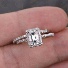 2.00 TCW Emerald Cut Bridal Set Lab Grown Diamond Ring for Women