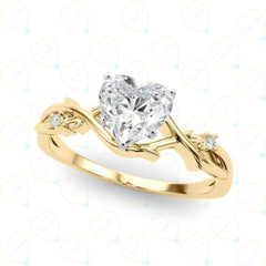 1.50 CTW Heart Cut Twisted Lab Grown Diamond Ring for Women