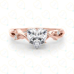 1.50 CTW Heart Cut Twisted Lab Grown Diamond Ring for Women