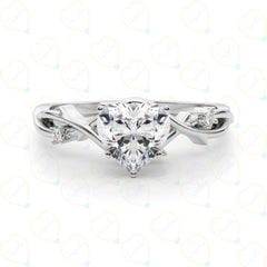 1.50 CTW Heart Cut Twisted Lab Grown Diamond Ring for Women