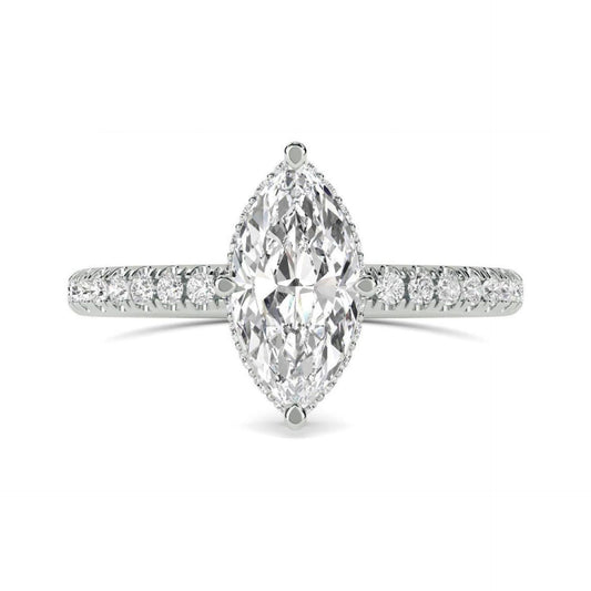 1.00 CTW Marquise Cut Hidden Halo Lab Grown Diamond Ring for Women