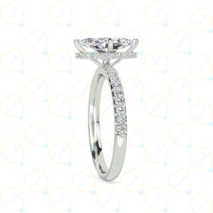 1.00 CTW Marquise Cut Hidden Halo Lab Grown Diamond Ring for Women