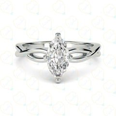 1.00 TCW Marquise Cut Twisted Lab Grown Diamond Ring for Women