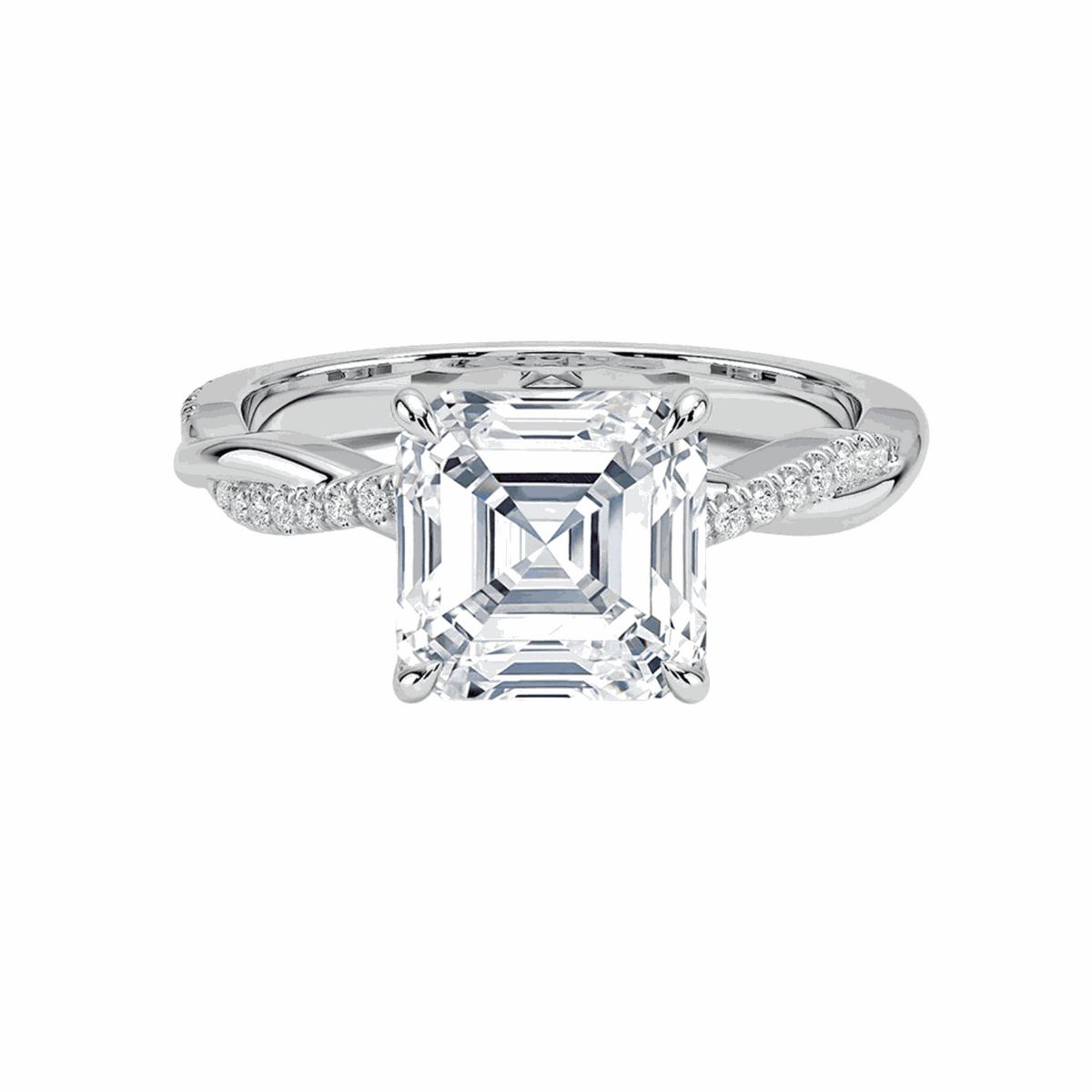 1.50 CTW Asscher Cut Twisted Lab Grown Diamond Ring for Women