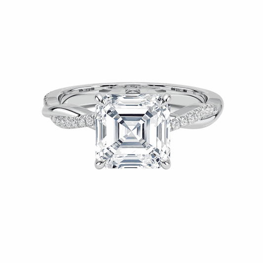 1.50 CTW Asscher Cut Twisted Lab Grown Diamond Ring for Women