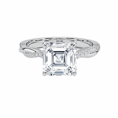 1.50 CTW Asscher Cut Twisted Lab Grown Diamond Ring for Women