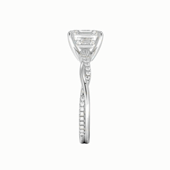 1.50 CTW Asscher Cut Twisted Lab Grown Diamond Ring for Women