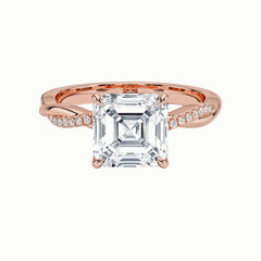 1.50 CTW Asscher Cut Twisted Lab Grown Diamond Ring for Women