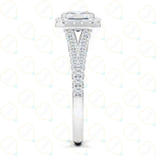 2.00 CTW Asscher Cut Split Shank Lab Grown Diamond Ring for Women