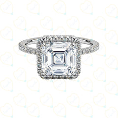 2.00 CTW Asscher Cut Hidden Halo Lab Grown Diamond Ring for Women