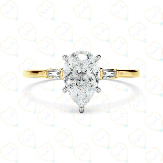 2.00 CTW Pear Cut-3 Stone Lab-Grown Diamond Ring for Women by Lazaha