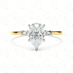 2.00 CTW Pear Cut-3 Stone Lab-Grown Diamond Ring for Women by Lazaha